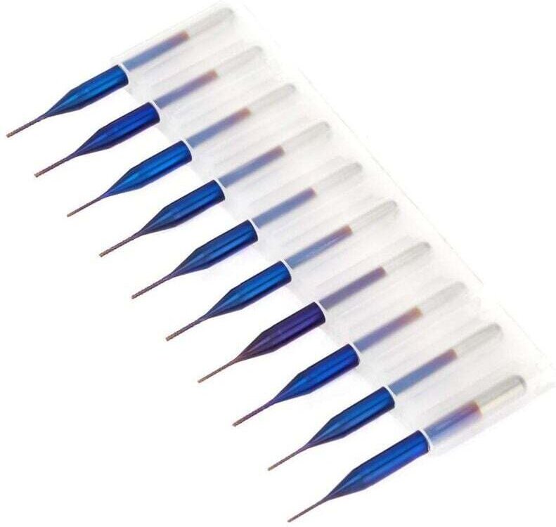 10 Stück konische Hartmetall-Schaftfräser, Bohrer, Wolfram-Frässtifte, blau beschichtete Schaftfräser für SCM-Leiterplat...