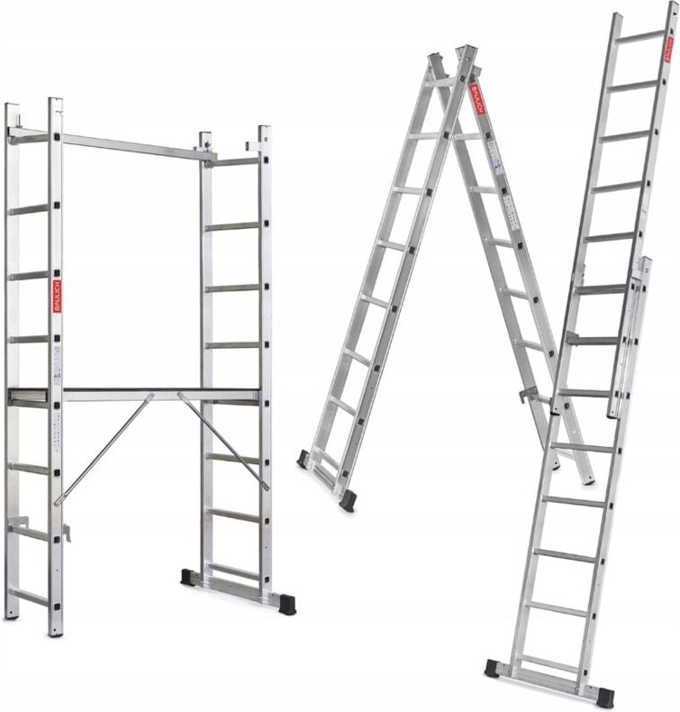 Aluminiumgerüst 2x8 mit Arbeitsplattform – 3-in-1 faltbare Leiter