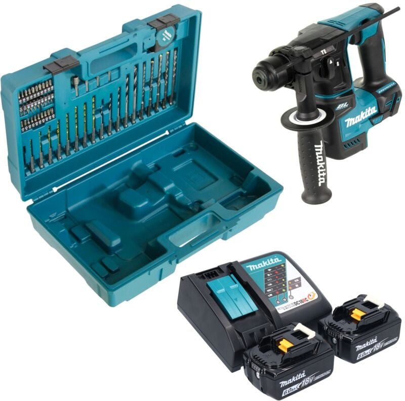 Makita - dhr 171 RGX3 Akku Bohrhammer 18 v 1,2 j SDS-Plus Brushless + 2x Akku 6,0 Ah + Ladegerät + 65 tlg. Zubehör Set +...