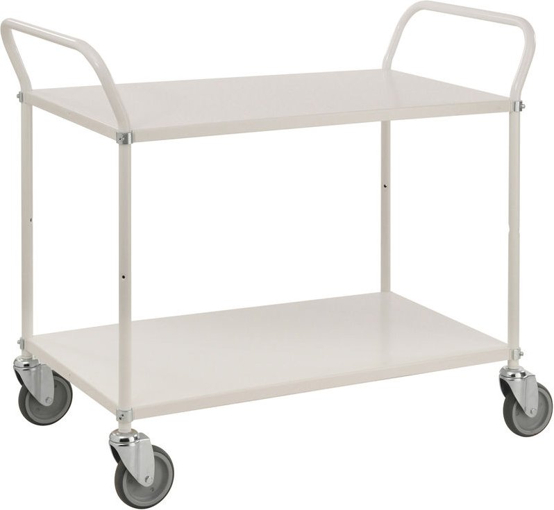 Kongamek Etagenwagen mit 2 Böden 900x540mm pulverbeschichtet in weiß mit 24mm Rand ohne Bremse