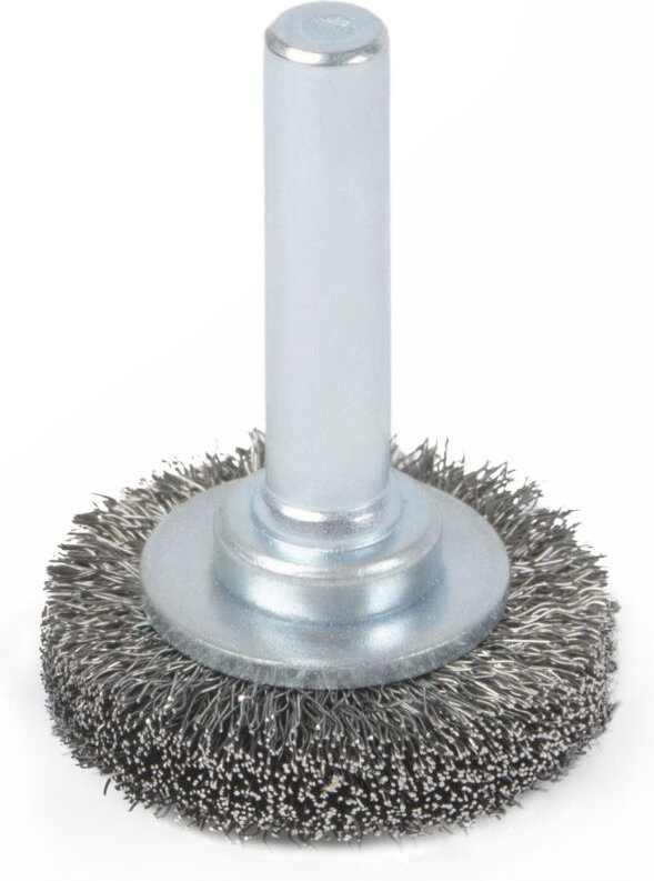 Rundbürste Scheibenbürste, 26 mm, für Bohrmaschine Geradschleifer, 6 mm Schaft, Drahtstärke 0,15 mm, gewellt, Stahl, Sch...