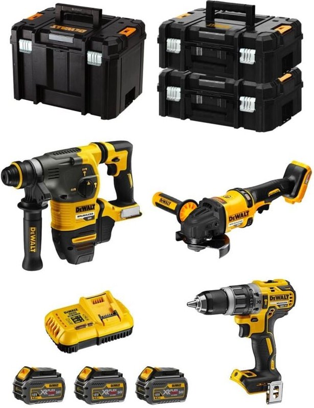 Dewalt - Kit FVK381T3-QW 54V/18V (DCH333 + DCD796 + DCG418 + 3 x 6,0 Ah + DCB118 + 2 x tstak ii + tstak vi)