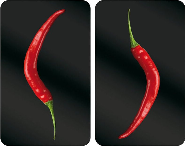 Herdabdeckplatten Universal Hot Peperoni 2er Set, für alle Herdarten, Mehrfarbig, Gehärtetes Glas mehrfarbig, Kunststoff...