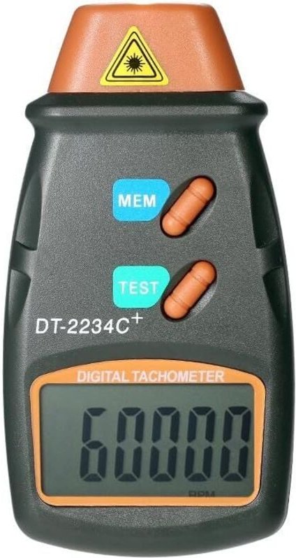 Thumbnail - Tragbarer digitaler Laser-Tachometer, berührungsloser Drehzahlmesser, Bereich 2,5 U/min – 99,999 U/min, 3-teiliges Band-...