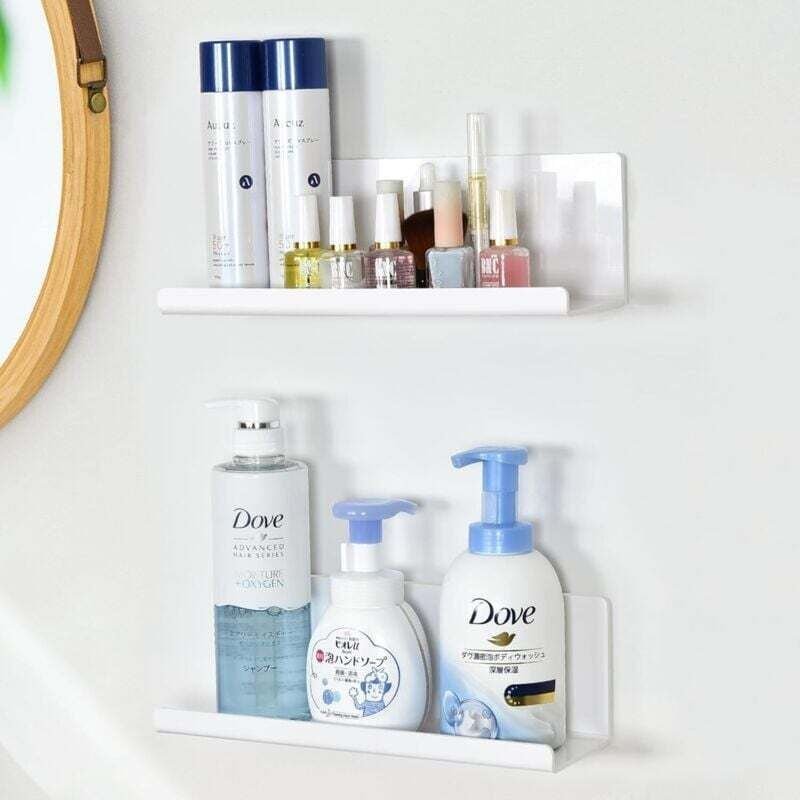 2er-Set Duschkorb-Lagerregale, Wandmontiertes Gewürzlagerregal ohne Löcher, Bad/Küche