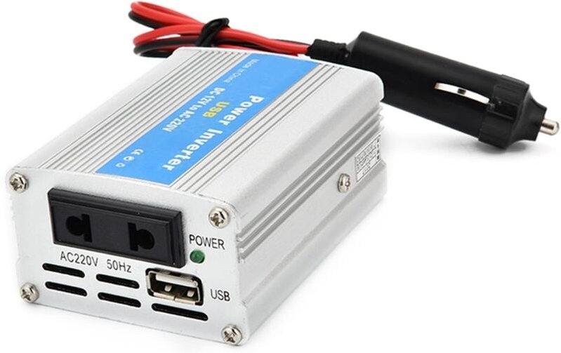 Tragbarer 200-W-Auto-Wechselrichter, DC 12 V auf AC 220 V, Leichtes Aluminiumlegierungsgehäuse Zum Aufladen von Laptops ...