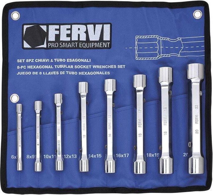 Fervi - Satz mit 8 Innensechskantschlusseln 6x7 - 20x22 mm 0442