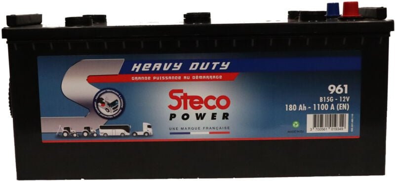 Batterie 12V 180Ah 1100A 512x223x220 mm heavy duty stecopower - 961