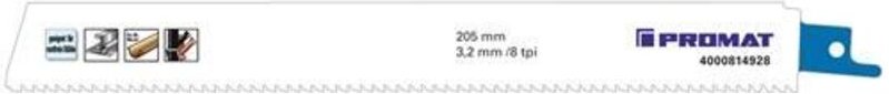 Promat - Säbelsägeblatt Länge 228 mm Breite 25 mm Zahnteilung tpi 8 3,2 mm