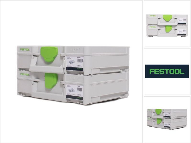 Systainer Set 2x SYS3 m 112 ( 2x 204840 ) 7,7 Liter 396x296x112mm Werkzeugkoffer koppelbar - Festool
