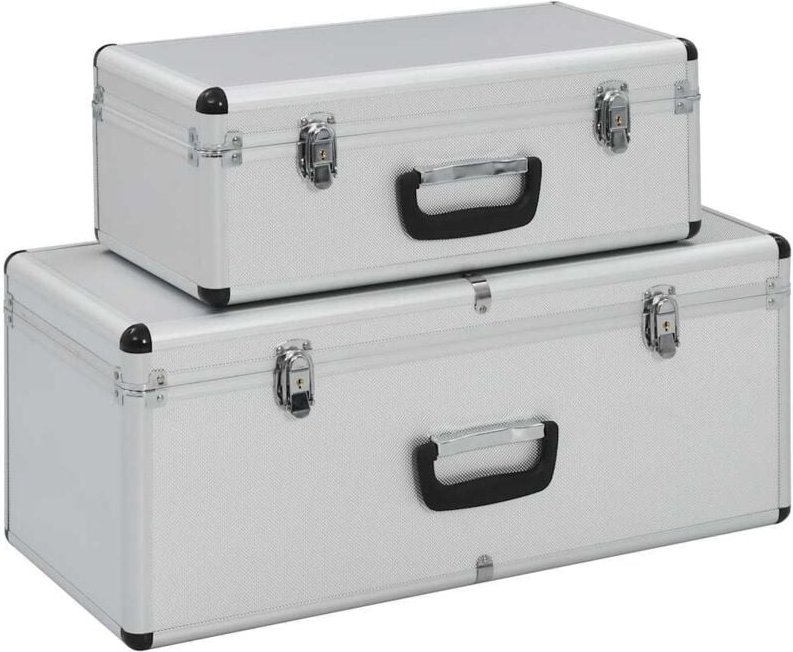 vidaXL Aufbewahrungskoffer 2 Stk. Silbern Aluminium
