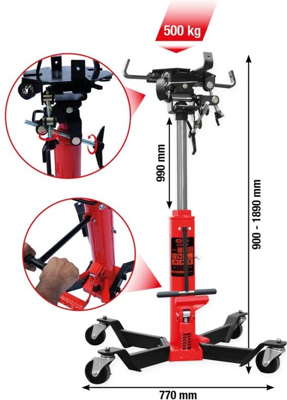 Ks Tools - performance Hydraulik-Getriebeheber mit Tisch, 500 kg