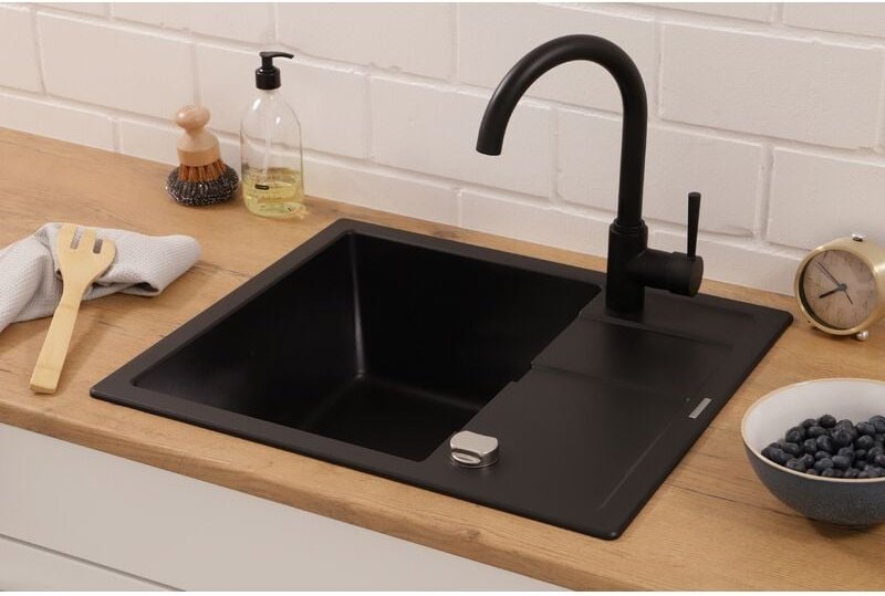 Küchenspüle Einbauspüle Granit Spülbecken Spüle 58x50 Schwarz Respekta Nashville