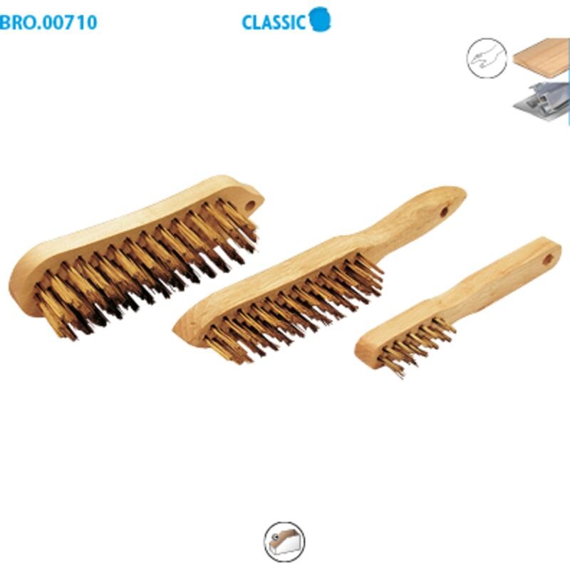 Set aus 3 Edelstahlbürsten, vernickelt, Classic