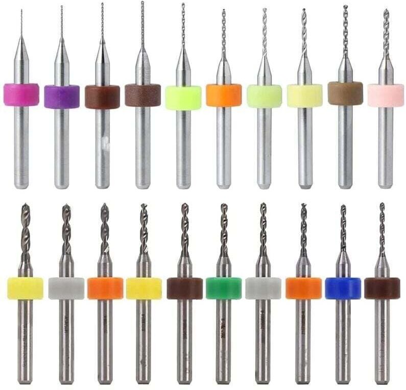 Thumbnail - 20 Stück 0,1–1,0 mm, 1,1–2,0 mm PCB-Leiterplatte, Wolframkarbid-Mikrobohrer, Mini-Spiralbohrer-Set, Gravur, Metallurgie ...