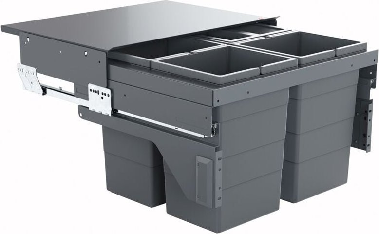 Hailo - Einbaumülleimer, Schrank 60cm, Frontauszug selbstschließend