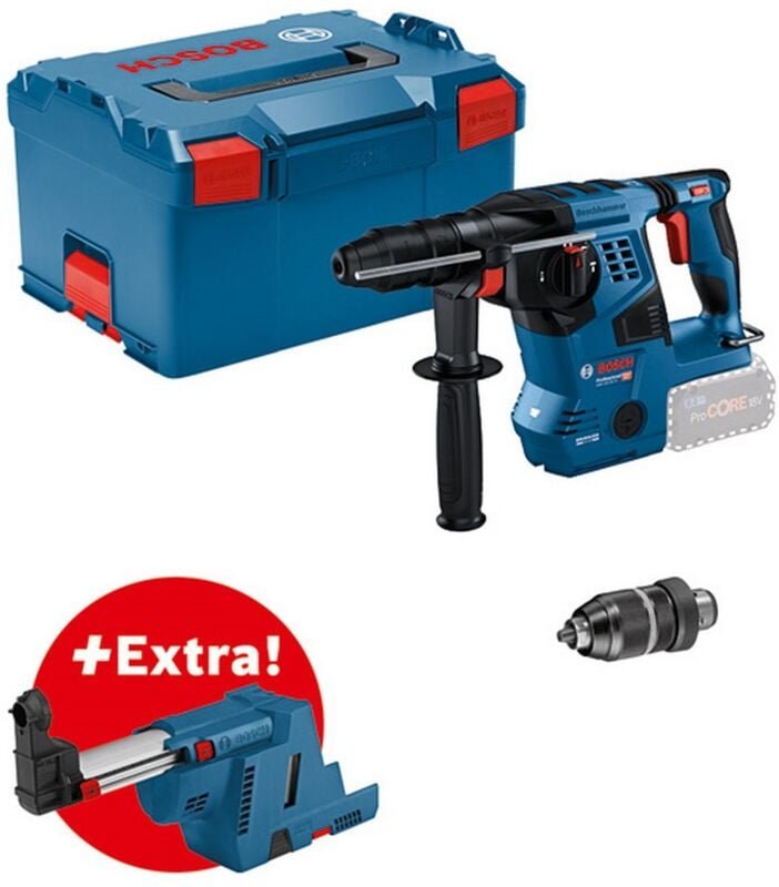 Bosch Akku-Bohrhammer SDS plus GBH 18V-28 CF + Absaugung GDE 18V-16 in L-BOXX 238
