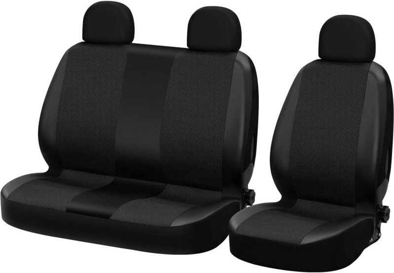 Universal Auto Sitzbezüge für Transporter, 1+2 Sitzbezug Schonbezüge aus Polyester & aus Polyester & Kunstleder Schwarz-...