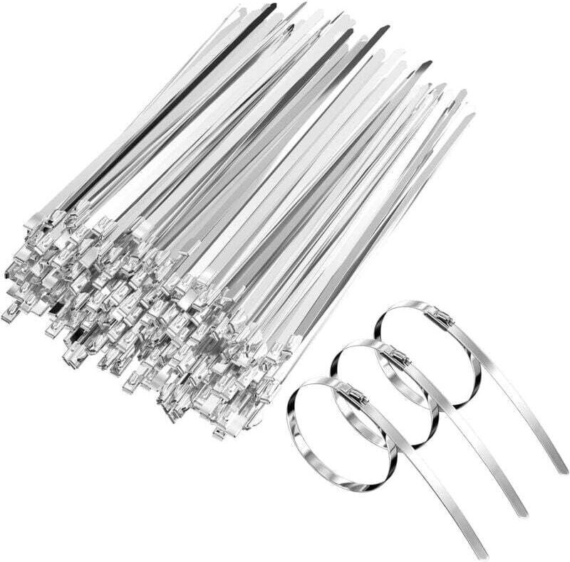 100 Stück 200 mm Edelstahl-Kabelbinder, selbstsichernde Edelstahl-Kabelbinder, Kabelbinder für Abgaswicklung, gebündelte...