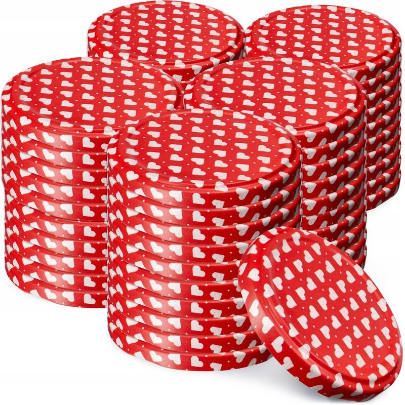 Kadax - Schraubdeckel fi82 mm, Twist-Off-Deckel aus Metall, 50 Stück, Herz