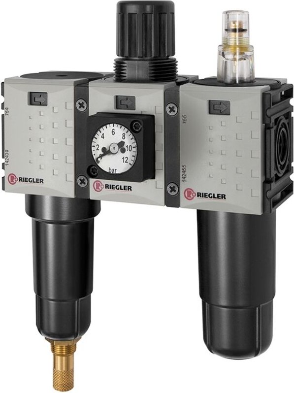 We 3-tlg. »FUTURA-mini«, Metallb., Kompaktmano., g 1/4, 0,5-8, va - Riegler