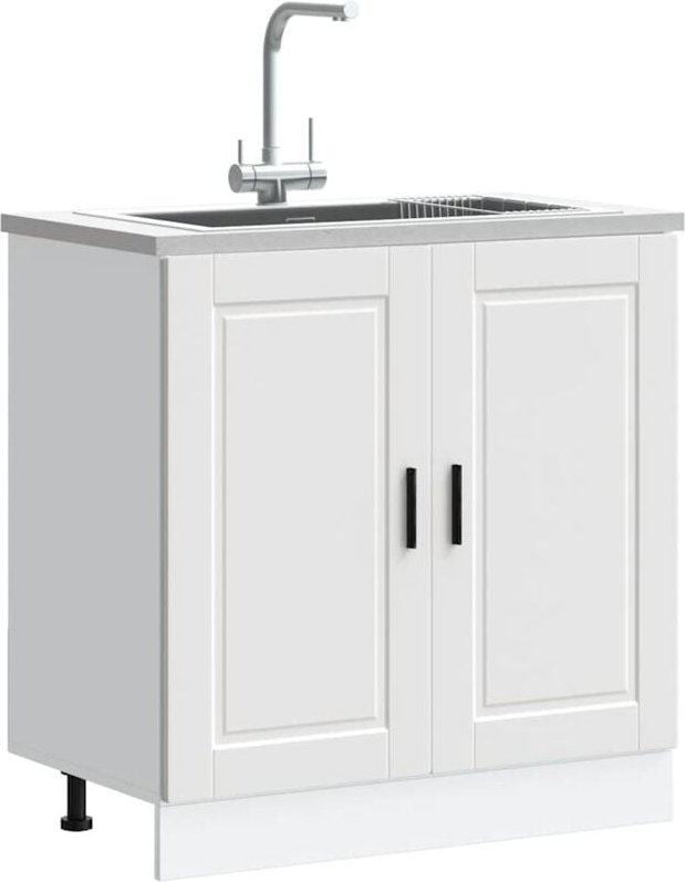 Spülenunterschrank Porto Weiß 80x46x81,5 cm Holzwerkstoff Vidaxl