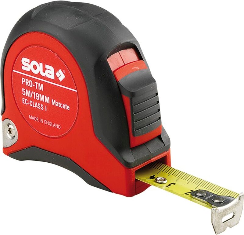 Sola - Solla Pro-TM8 Rollbandmaß 3m Rollmeter (EG-Prüfzeichen) Maßband mit Gürtelclip