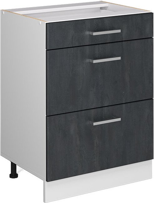 Vicco - Küchenunterschrank R-Line, Schwarz Beton, 60 cm ohne Arbeitsplatte