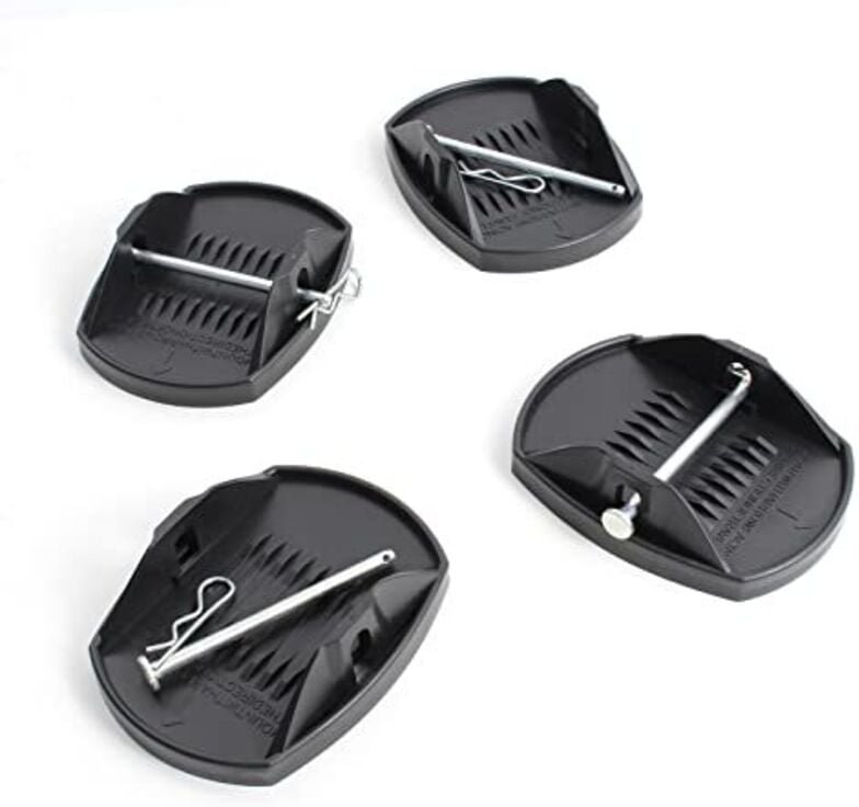 XPOtool 4er Set Stützplatten - 180 x 145 x 50 mm - Max. Tragkraft 4 t - mit Metallstift - Unterlage Stützteller Wohnwage...