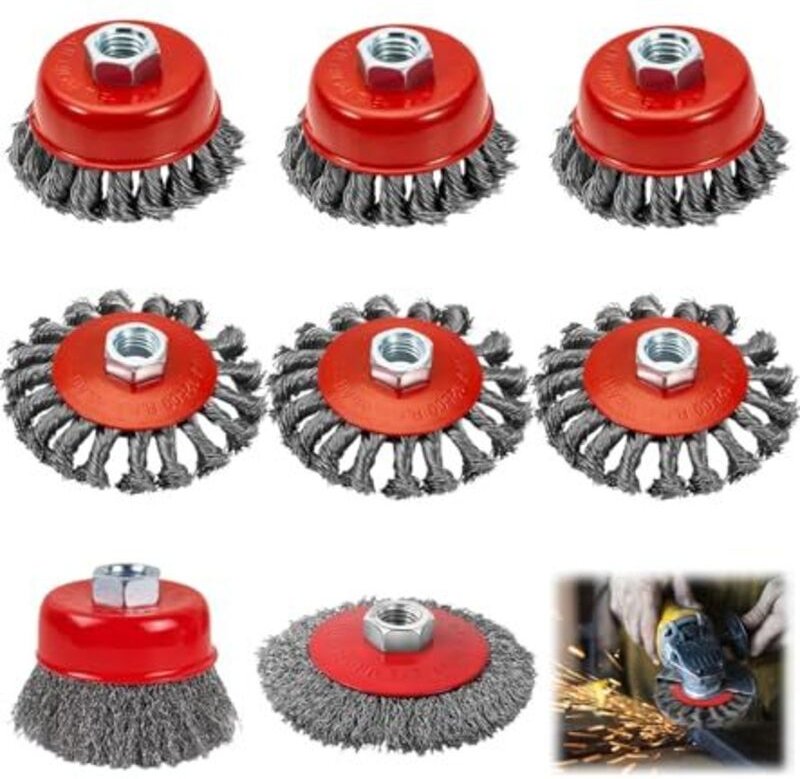 8-teiliges M14-Drahtbürstenset für Winkelschleifer, M14-Drahtbürste, 80-mm-Scheibenbürste und 120-mm-Flexdrahtbürste, zu...