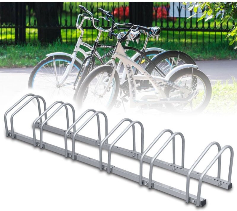 Thumbnail - Swanew Fahrradständer Mehrfach-Ständer für 2/3/4/5/6 Fahrräder Verzinkt Fahrradhalter Boden Wand Montage(6-fach)