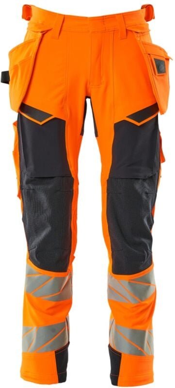 Warn-Stretchhose mit Hängetaschen 19031-711 Gr. 45 hi-vis orange/schwarzblau - Mascot