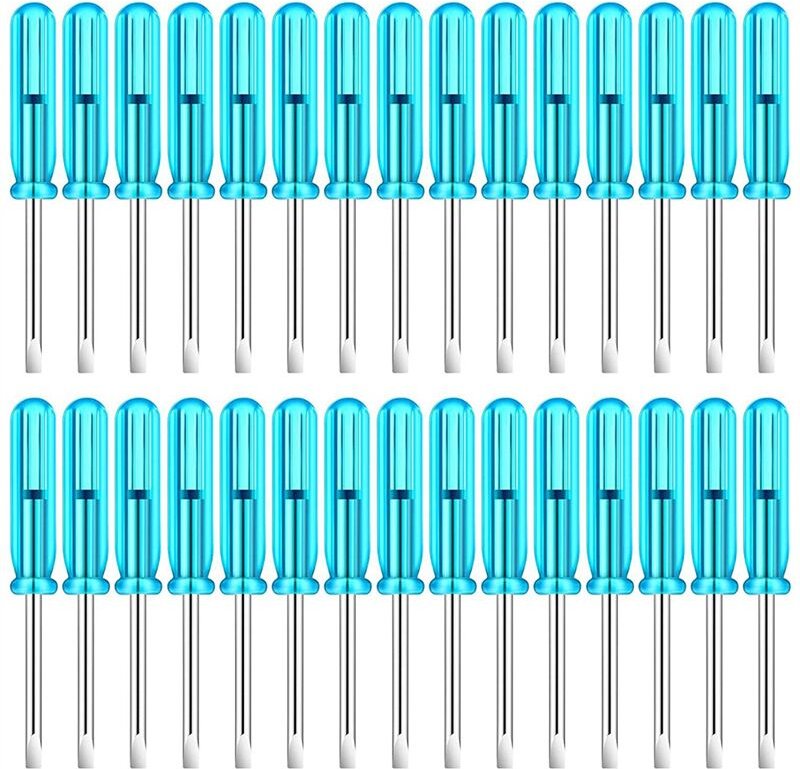 100 Stück Mini-Schraubendreher, Einschlitz, 2,0 mm Flachkopf, 45 mm Länge für die Reparatur kleiner Geräte