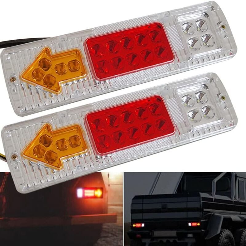 2 x 12 v LKW-Anhänger Rücklicht 19 led wasserdicht Brems Stopp Rückwärts Blinker Rücklichter Lizenz Lampen