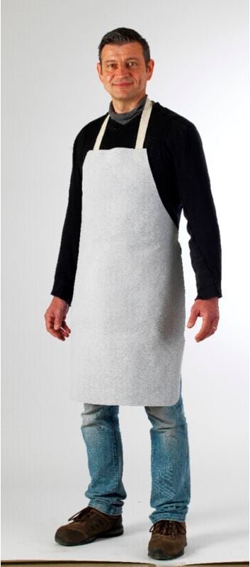 Weißer Schweißer- Lederschürze, Rindsleder, 90x60 cm L - 120x90 cm