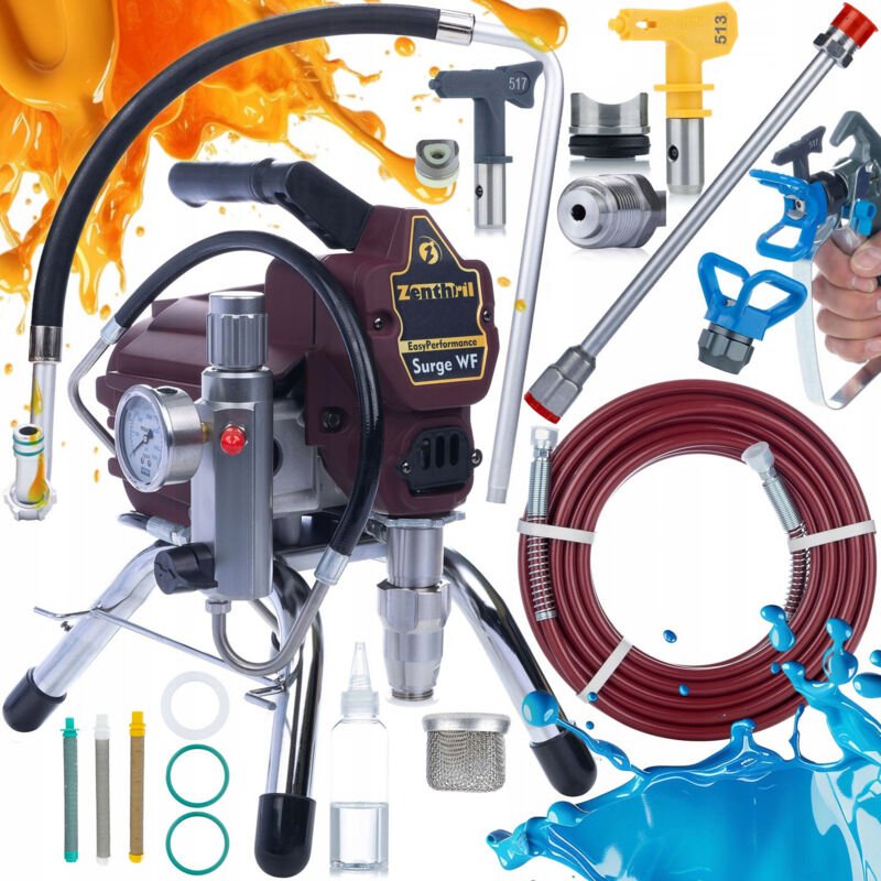 Thumbnail - Zenthril Zenhril Surge WF Lackiergerät, 1800 W, 20 MPa, 0,019 Zoll, 2 l/min, EasyPerformance-Serie + 50-cm-Lanze + 3x Fi...