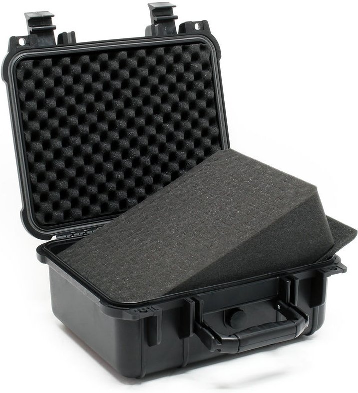 Universalkoffer 35x29,5x15 cm schwarz, Schutzkoffer wasserdicht mit Druckausgleichsventil & anpassbaren Schaumstoffmatte...