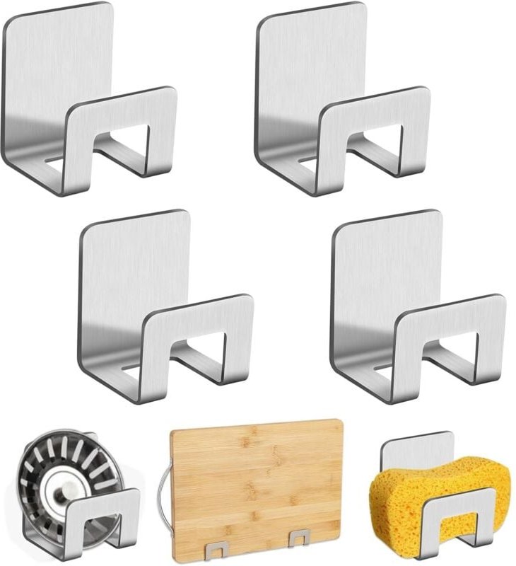 Stücke Küchenspüle Schwammhalter, 304 Edelstahl Schwammhalter, Klebender Küchenspüle Schwammhalter Ohne Bohren, Spüle Sc...