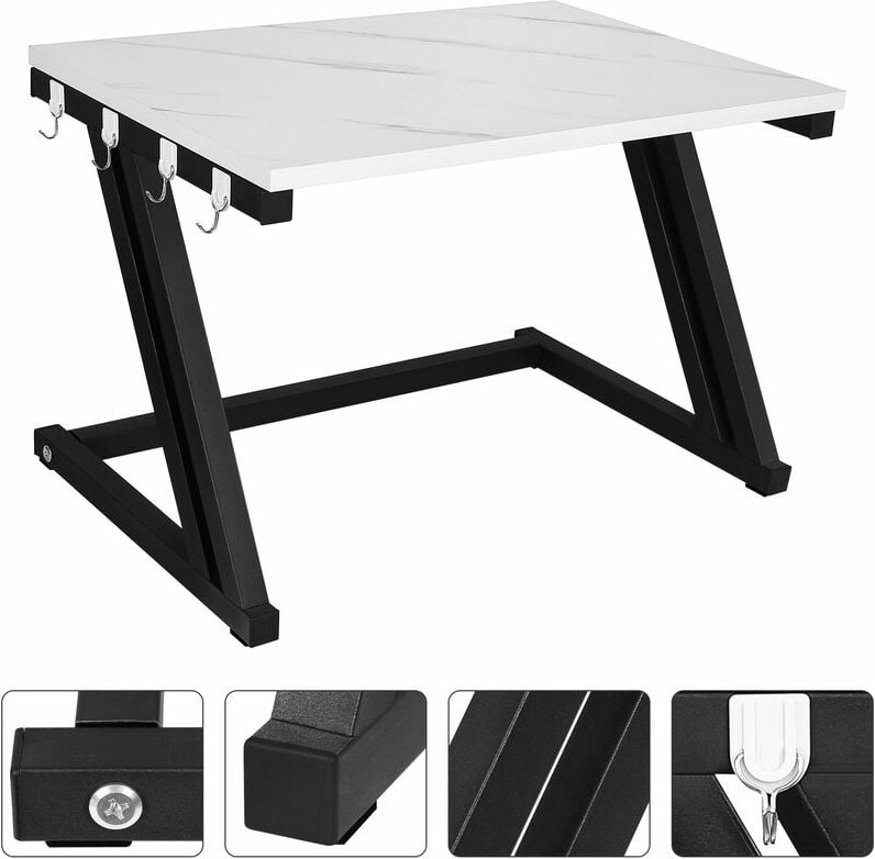 2-stufiges Haloyo Mikrowellen Regal ,Mikrowellenherd Küchenarbeitsplatten Organizer,57 x 38 x 38 cm,schwarz+marmor