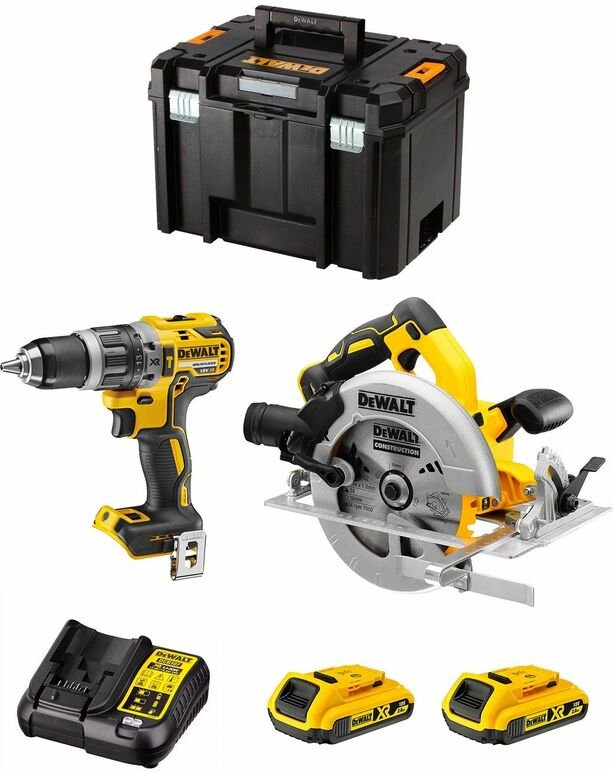Dewalt - Kit DWK203 (DCD796 + DCS570 + 2 x 2,0 Ah + DCB107 + tstak vi)