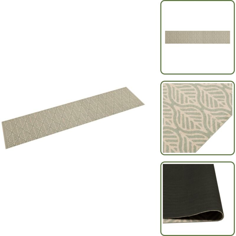 The Living Store Küchenteppich Waschbar Blätter 60x300 cm Samt - Küchenläufer - Samt - Laufmatte - Badezimmerteppich - A...