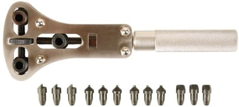 Velleman - universal-gehäuseöffner für wasserdichte uhren - 4 sätze mit 3 einsätzen