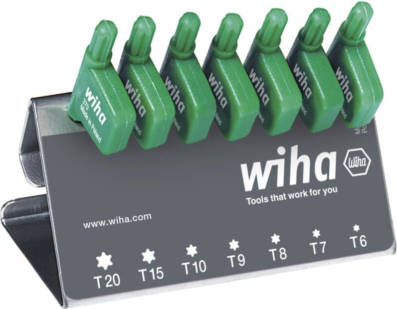 Stiftschlüssel mit Fähnchengriff Set torx® 7-tlg. schwarzoxidiert im Werkbankständer (25625) - Wiha