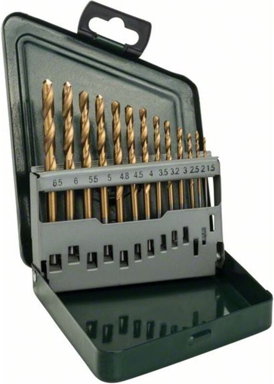 Bosch - Accessories 2607019436 hss Metall-Spiralbohrer-Set 13teilig TiN din 338 Zylinderschaft 1 Set