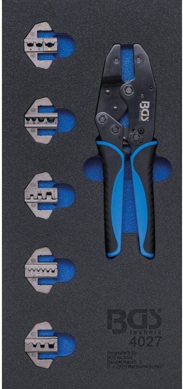 Bgs Technic - Werkstattwageneinlage 1/3: Crimpzangen-Satz mit 5 Paar Pressbacken