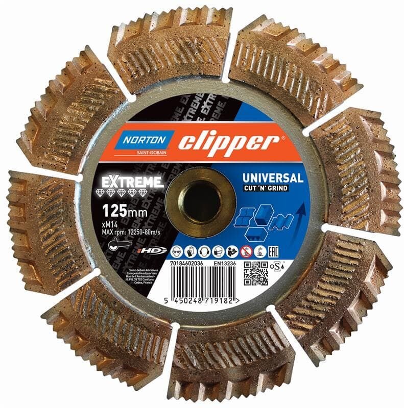 Saint Gobain - Norton Clipper Diamant Trennscheibe & Topfscheibe extreme cut'n'grind 125mm M14