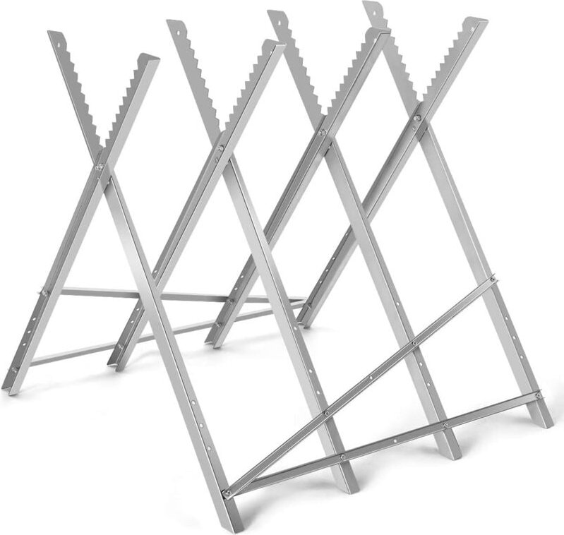 Sägebock Stahl, robuster Arbeitsbock 100 kg Tragkraft, Sägeständer klappbar mit gekerbten Sägezähnen Holzschneidebock tr...