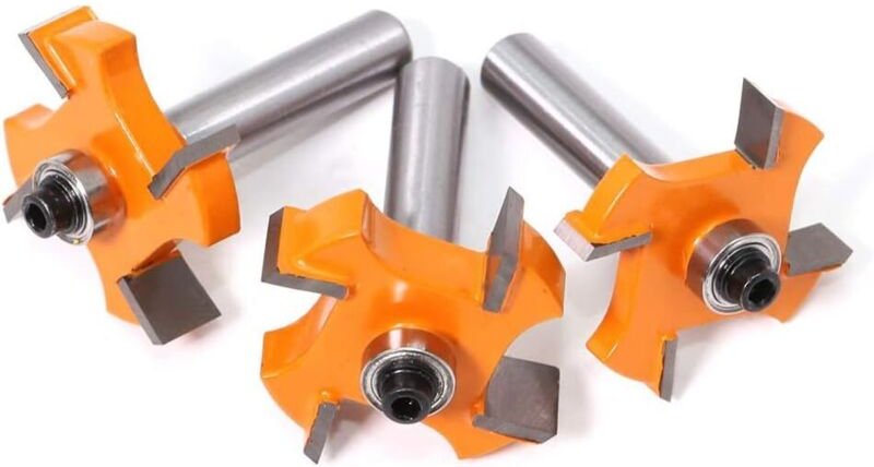 3 Stück 8 mm 4-Blatt-Fräser für Holzbearbeitung, T-förmiges Nutfräser-Set, Schneiden, Holzbearbeitungswerkzeug, Orange, ...