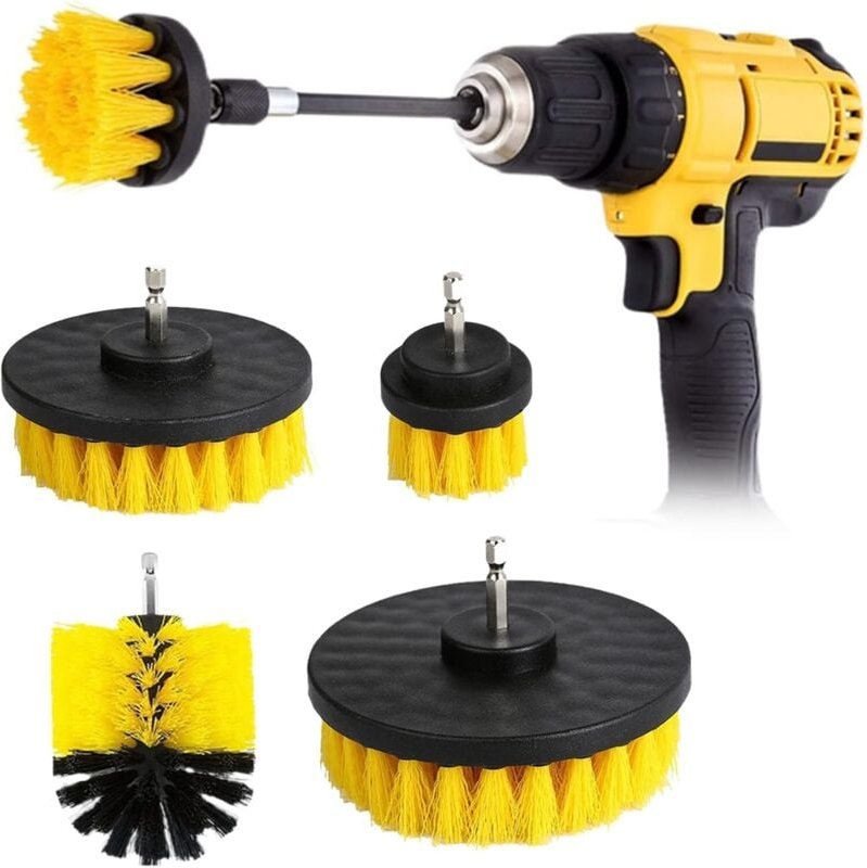 Thumbnail - 4er-Pack Bohrbürsten-Set – 2"/3,5"/4"/5" Borsten-Bohrbürste – Reinigungsbürste für Felgen, Fliesen, Küche, Fußböden, Aut...