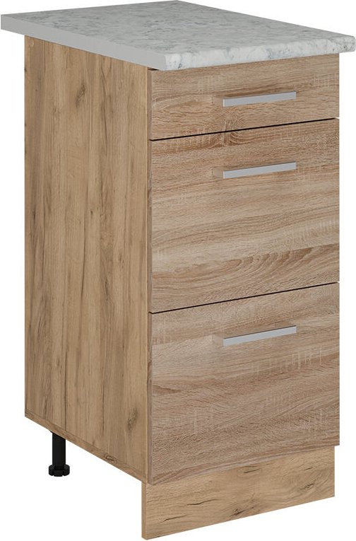 Vicco - Küchenunterschrank R-Line, Sonoma, 40 cm mit Schubladen, ap Marmor